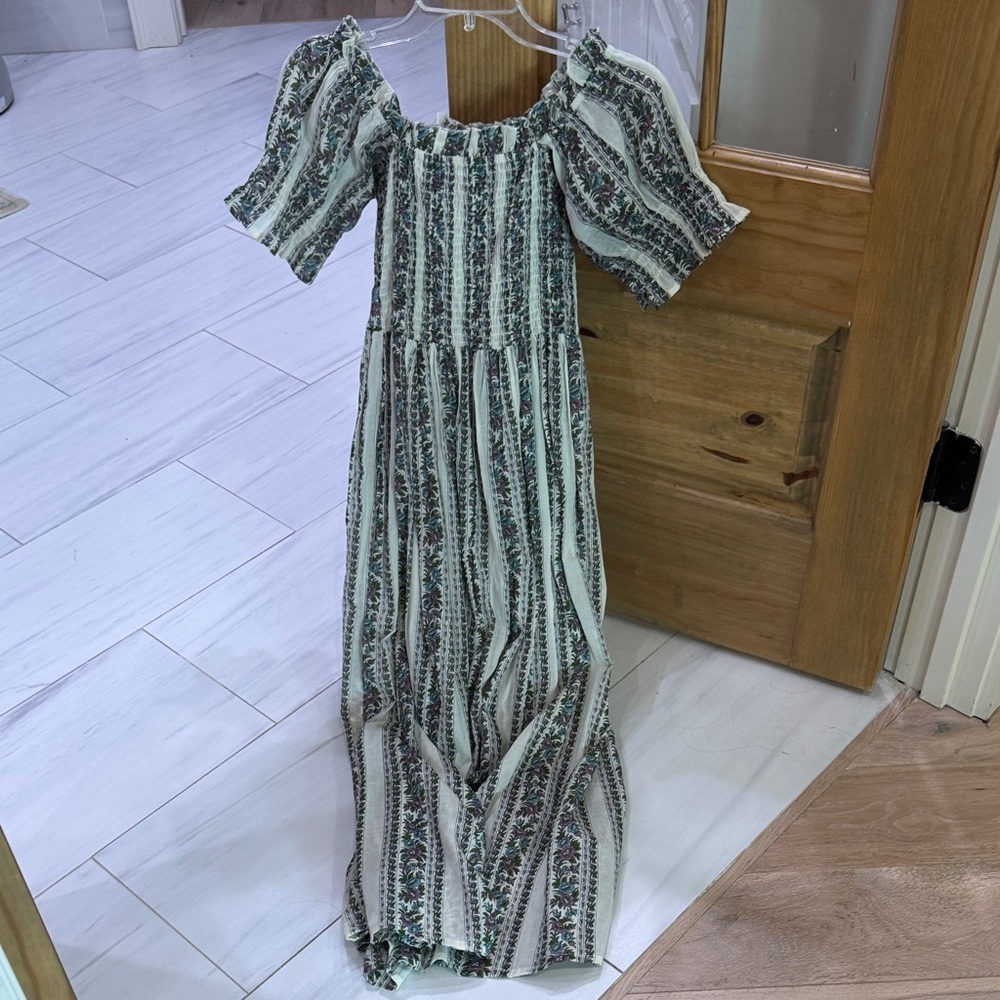 Elegant Striped Floral Maxi Dress